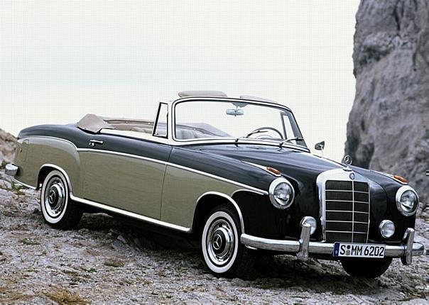 Kontrastreich-eleganter Auftritt: Das Cabriolet der Baureihe W 180 erschien 1956 und wurde bis 1959 produziert.